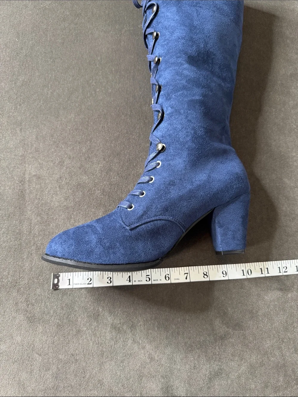 Tall Blue Faux Suede Lace-Up Women’s Boots Size 7 (38) NEW